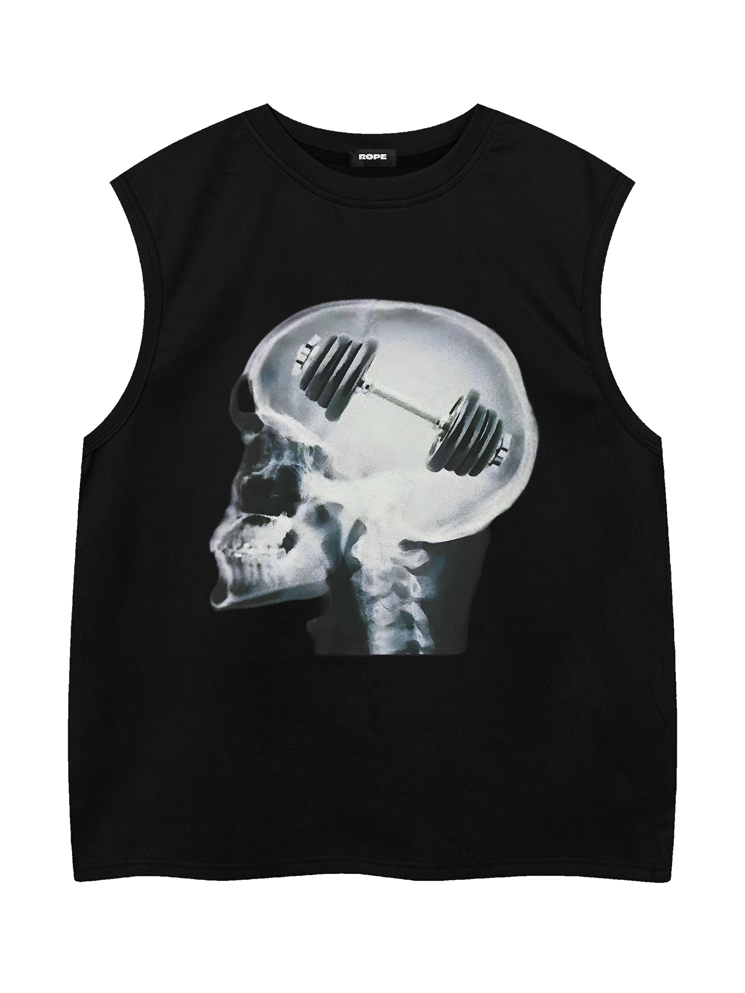 Skeleton Baskılı Kolsuz Tişört Siyah