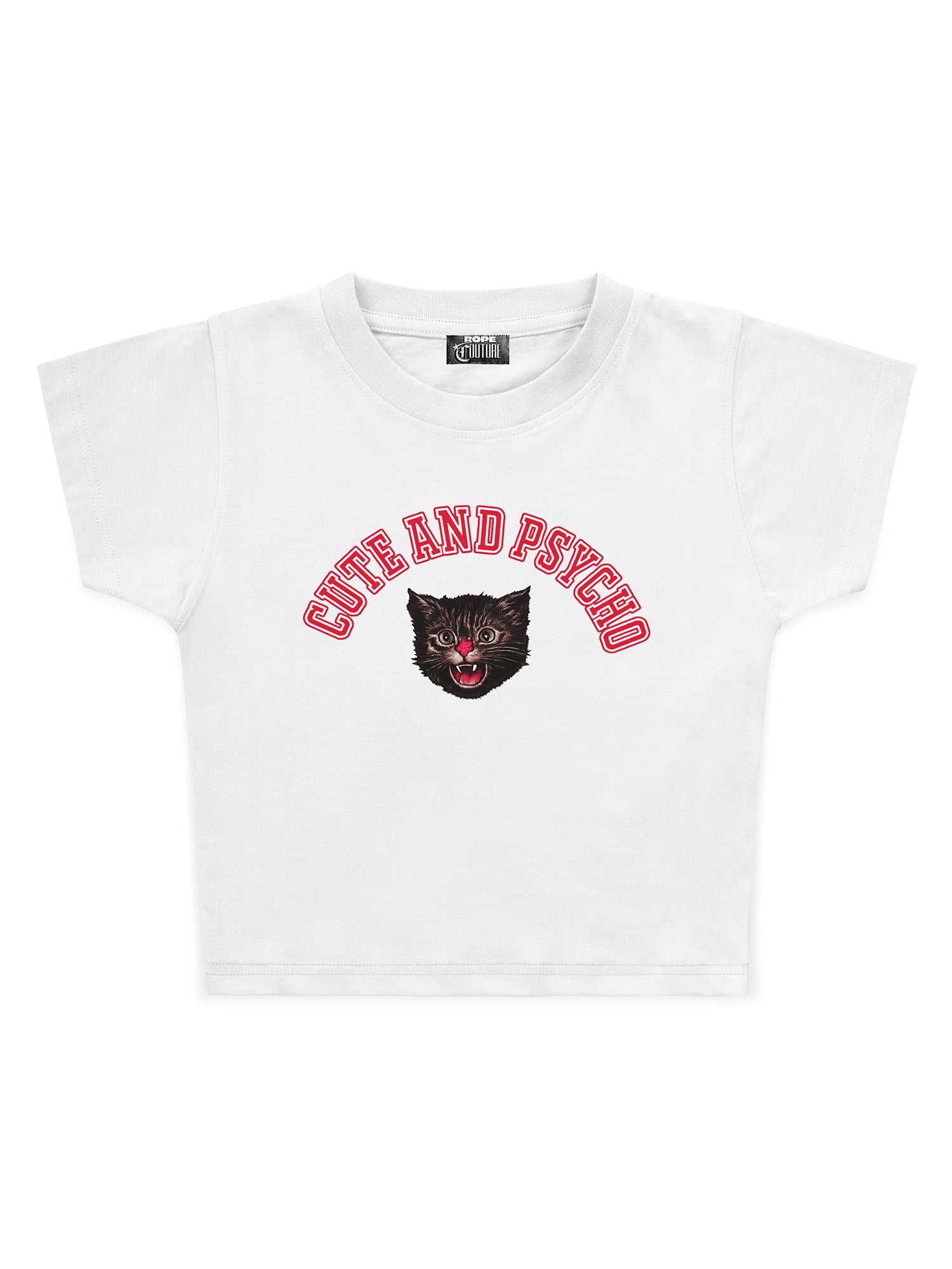 Cute and Psycho Baskılı Crop Baby Tee