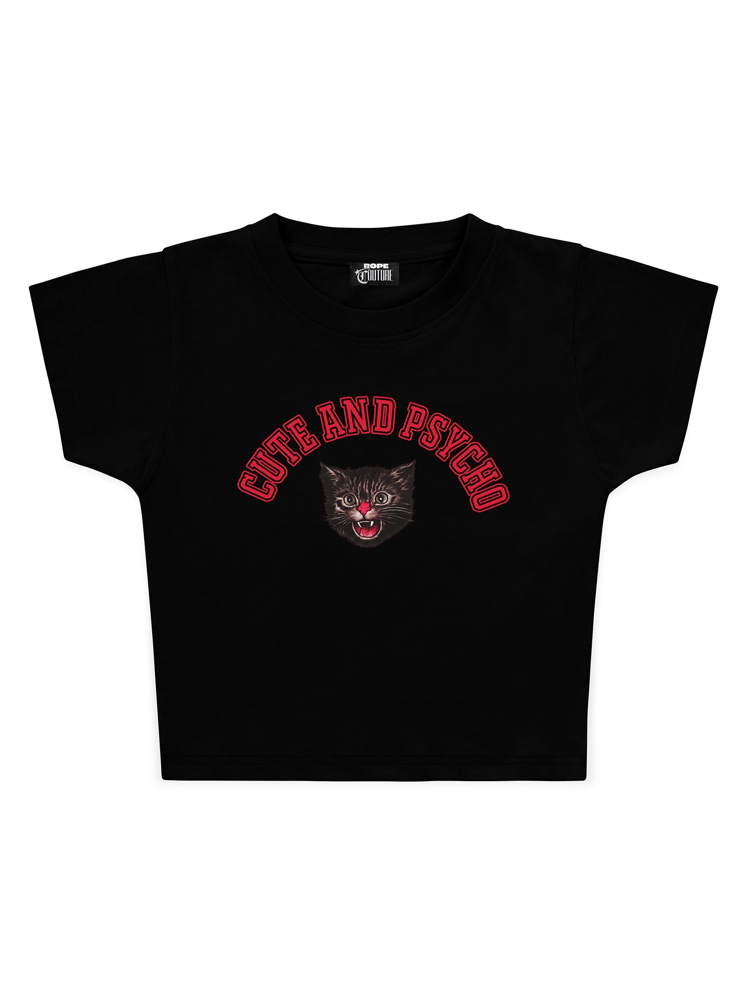 Cute and Psycho Baskılı Crop Baby Tee