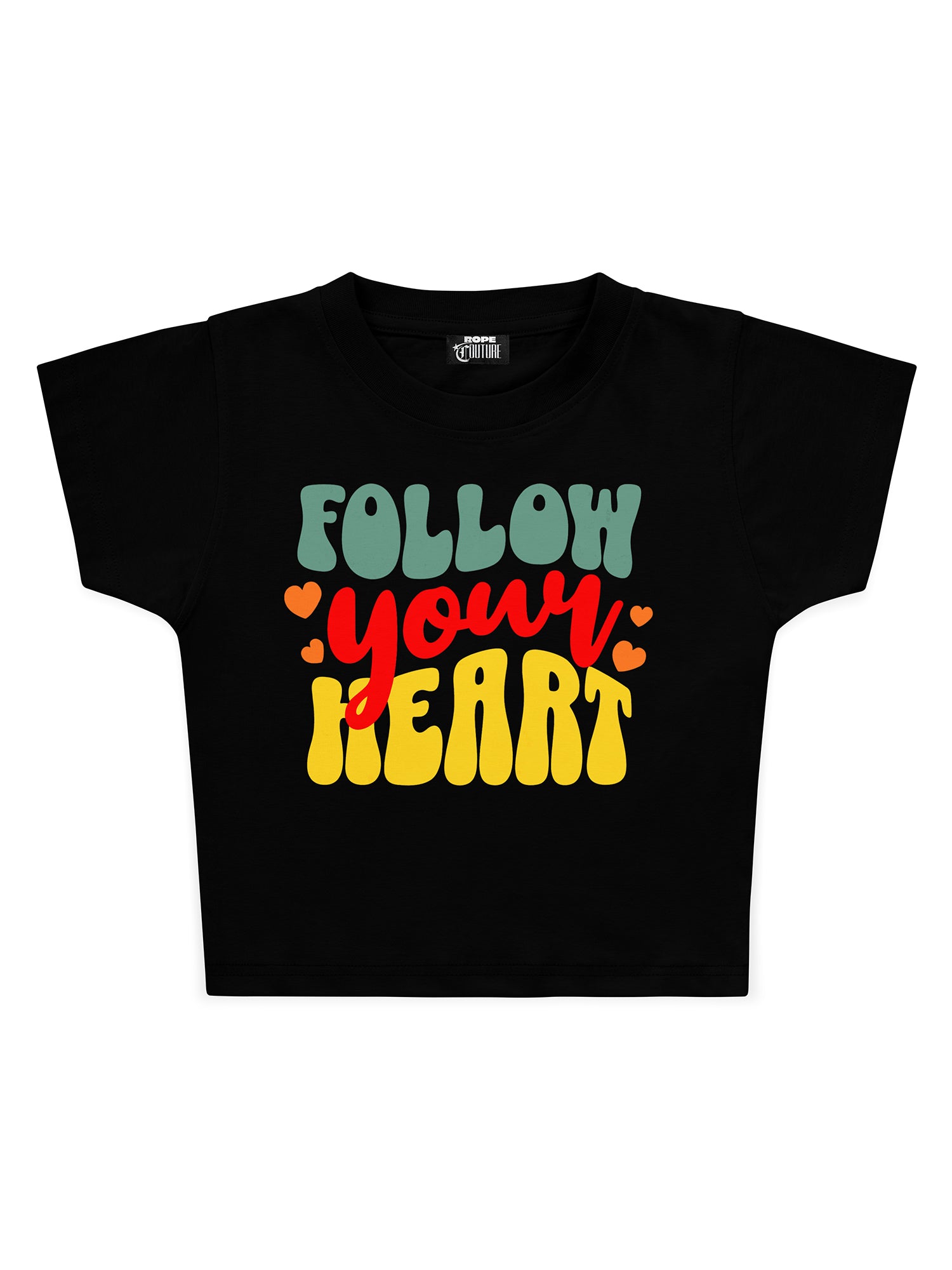 Kadın Follow Your Heart Baskılı Crop Baby Tee