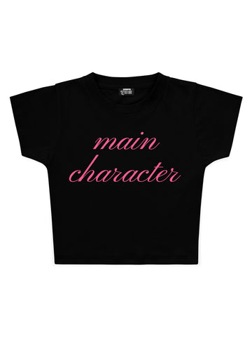 Main Character Baskılı Crop Baby Tee
