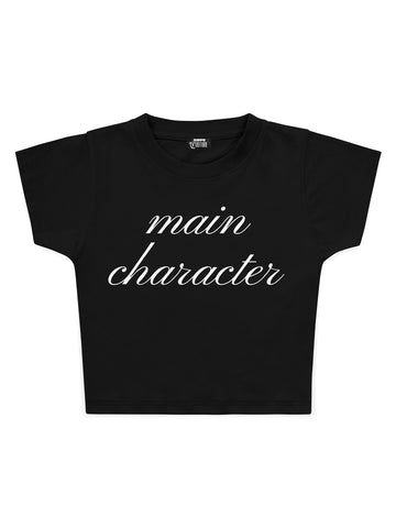 Main Character Baskılı Crop Baby Tee