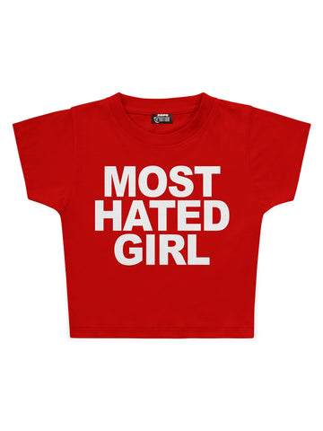 Most Hated Girl Baskılı Crop Baby Tee