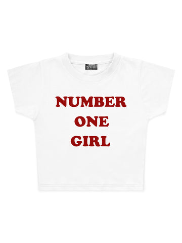 Number One Girl Baskılı Crop Baby Tee