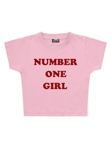 Number One Girl Baskılı Crop Baby Tee