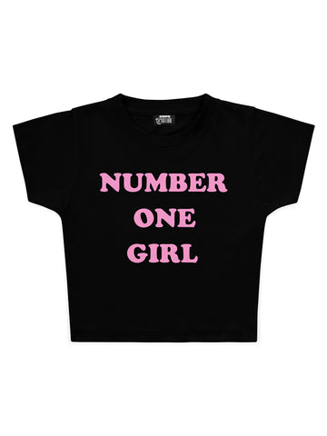 Number One Girl Baskılı Crop Baby Tee