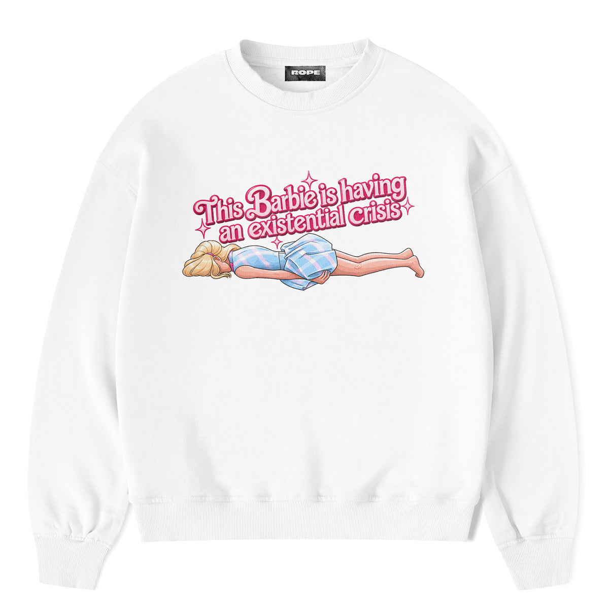 Existential Ön Baskılı Oversize Sweatshirt Beyaz ön görünüm