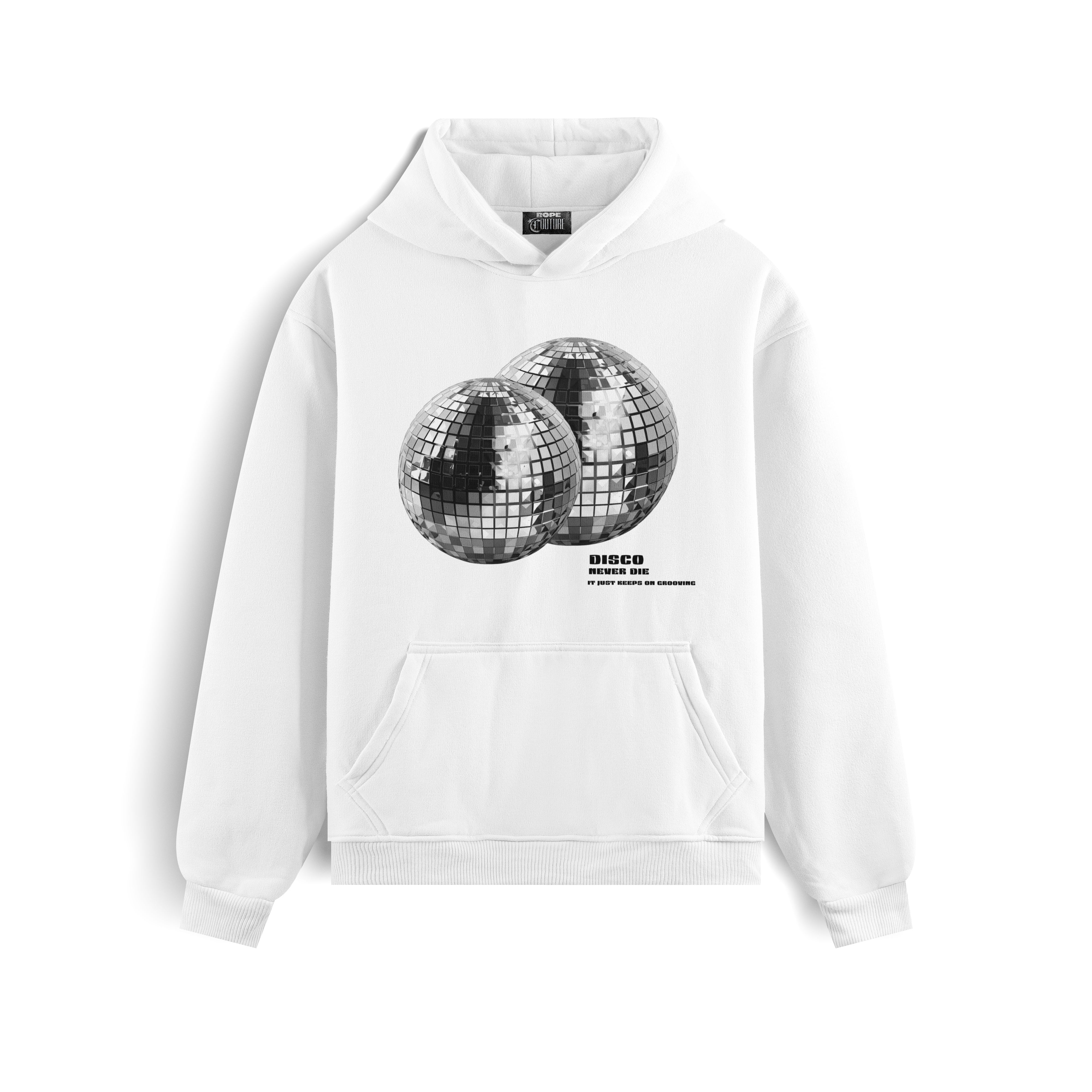 Disco Never Die Baskılı Kapüşonlu İçi Polarlı Oversize Hoodie Sweatshirt