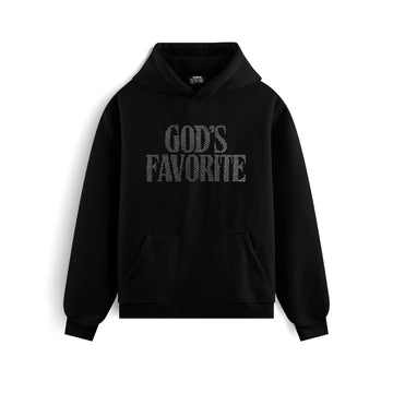 God's Favorite Taş Baskılı Kapüşonlu İçi Polarlı Oversize Hoodie Sweatshirt