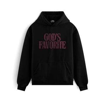 God's Favorite Taş Baskılı Kapüşonlu İçi Polarlı Oversize Hoodie Sweatshirt